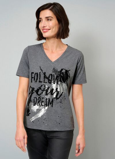 Shirt met uitgebreide paillettenversiering 