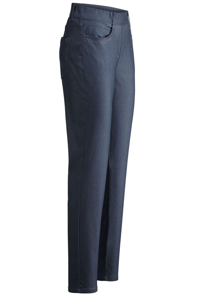 Broek in denimlook DONKERBLAUW