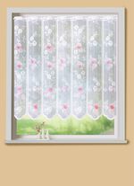 Romantisch kort gordijn met rozenmotief GEKLEURD