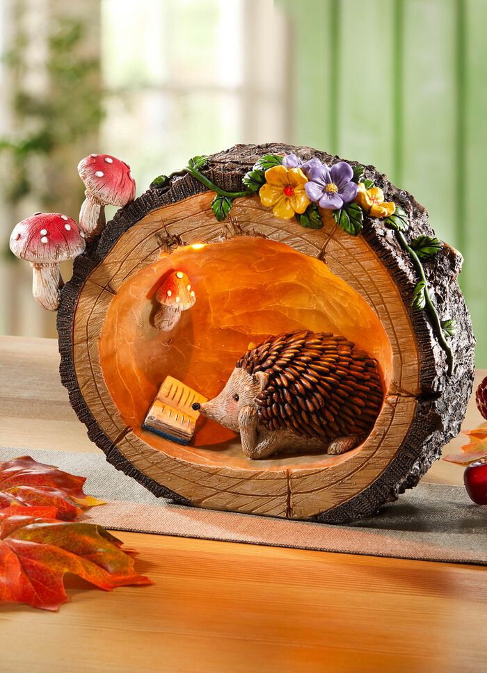 Herfst egeltafereel met LED-verlichting 