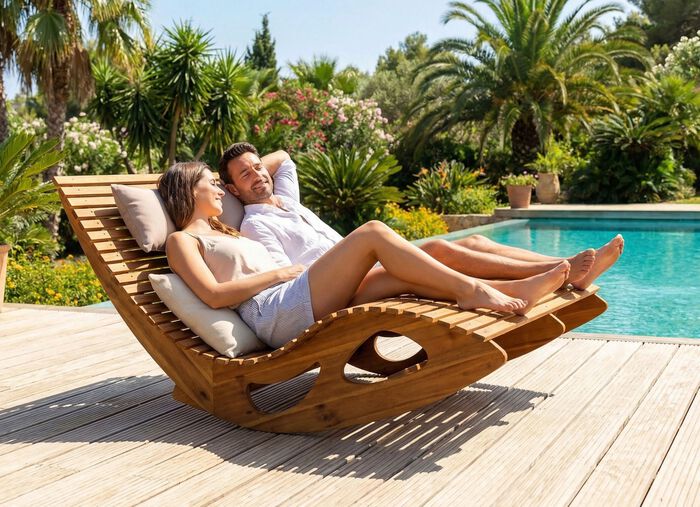 Dubbele schommelbank van duurzaam acaciahout 