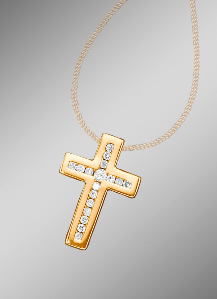 Kruis-kettinghanger met briljanten 