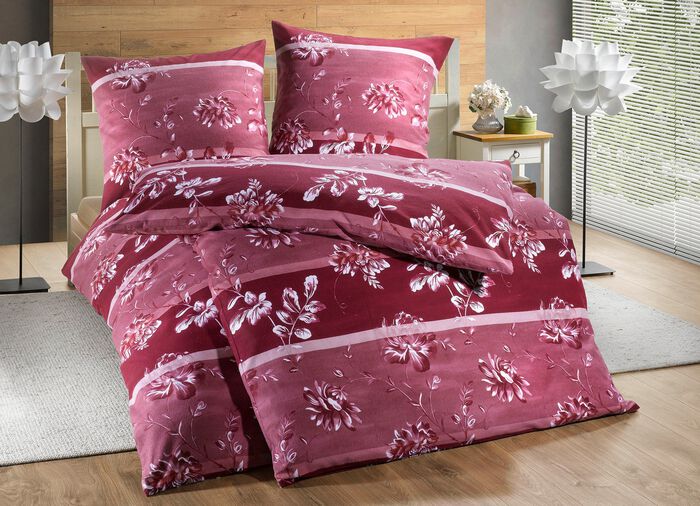 Fijn vlas beddengoedset BORDEAUXROOD