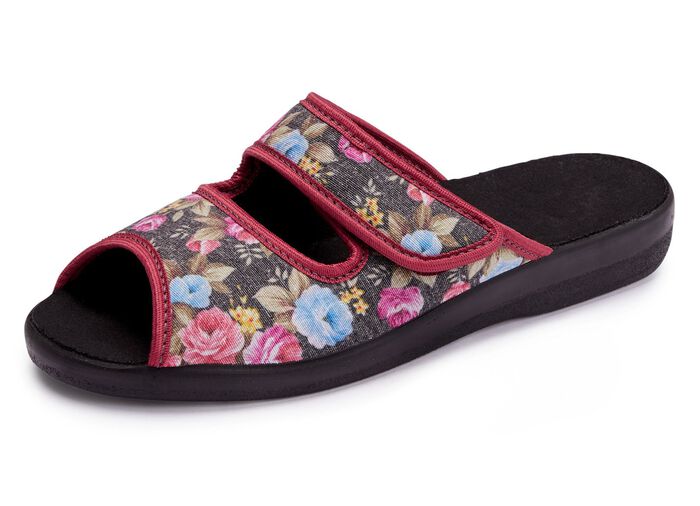 Tweepack klassieke damespantoffels, breedte H, met klittenbandsluiting 