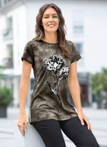 Shirt in batiklook in 2 kleuren KAKI BATIK