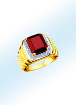 Herenring met diamanten en granaat