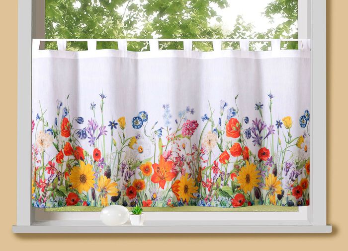 Korte jaloezieën met klaprozenmotieven 