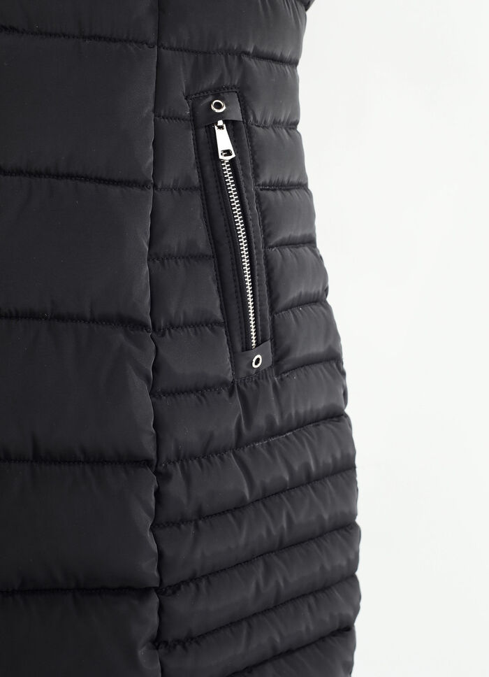 Lange jas met lussen op de afneembare capuchon 