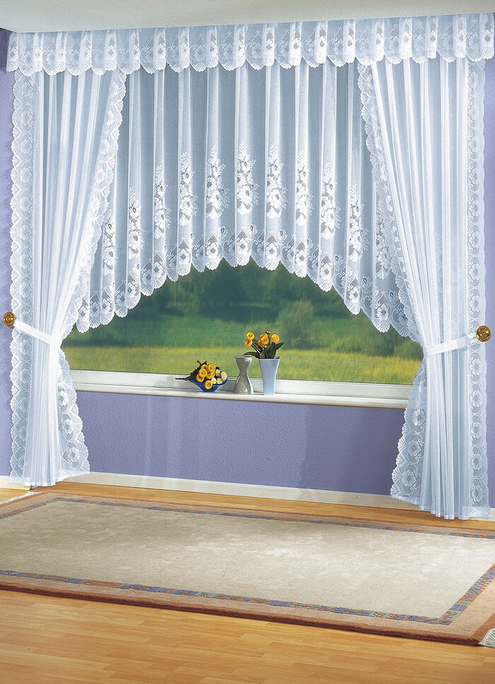 Aparte C-boog-vitrage met gebloemd dessin 