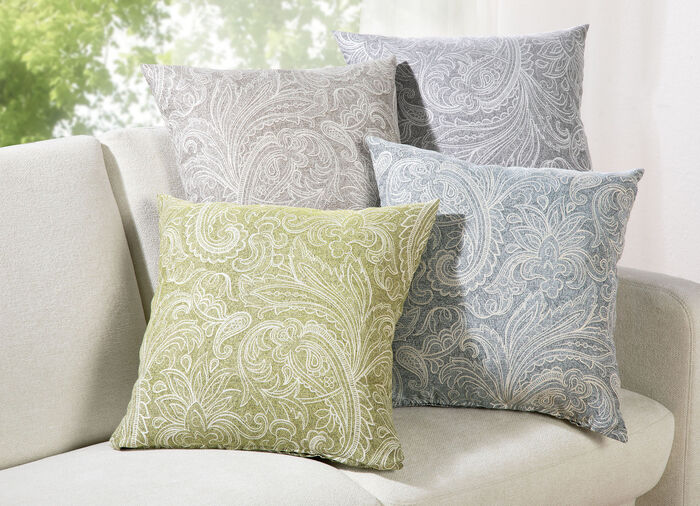 Elegante kussenhoezen met paisley-motief ZILVER