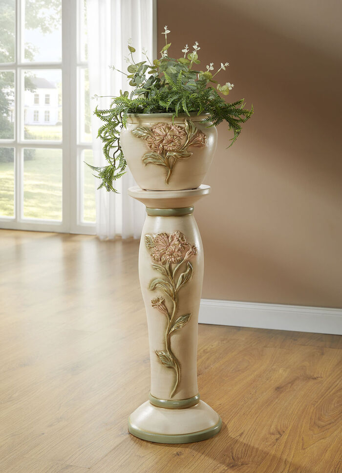 Zuil met plantenbak van Italiaans keramiek BEIGE-KLEURIG