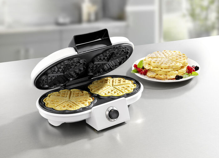 Dubbel wafelijzer voor 2 hartvormige wafels
