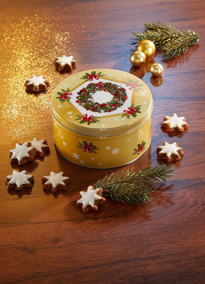 Metalen blik met kaneelsterren 