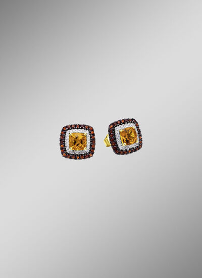 Betoverende oorbellen met diamanten, citrien en granaat 