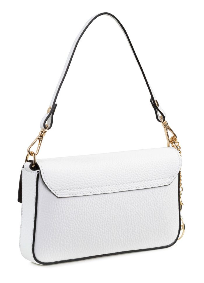 Laurina mini-tasje van generfd kalfsnappaleer WIT