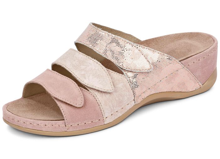 Mubb, comfortabele damesmuiltjes, breedte H, met uitneembaar voetbed ZACHTROZE