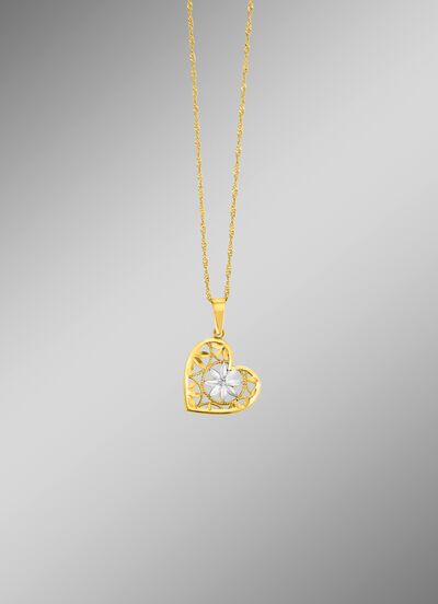 Filigraan, diamanten harthanger in tweekleurig 