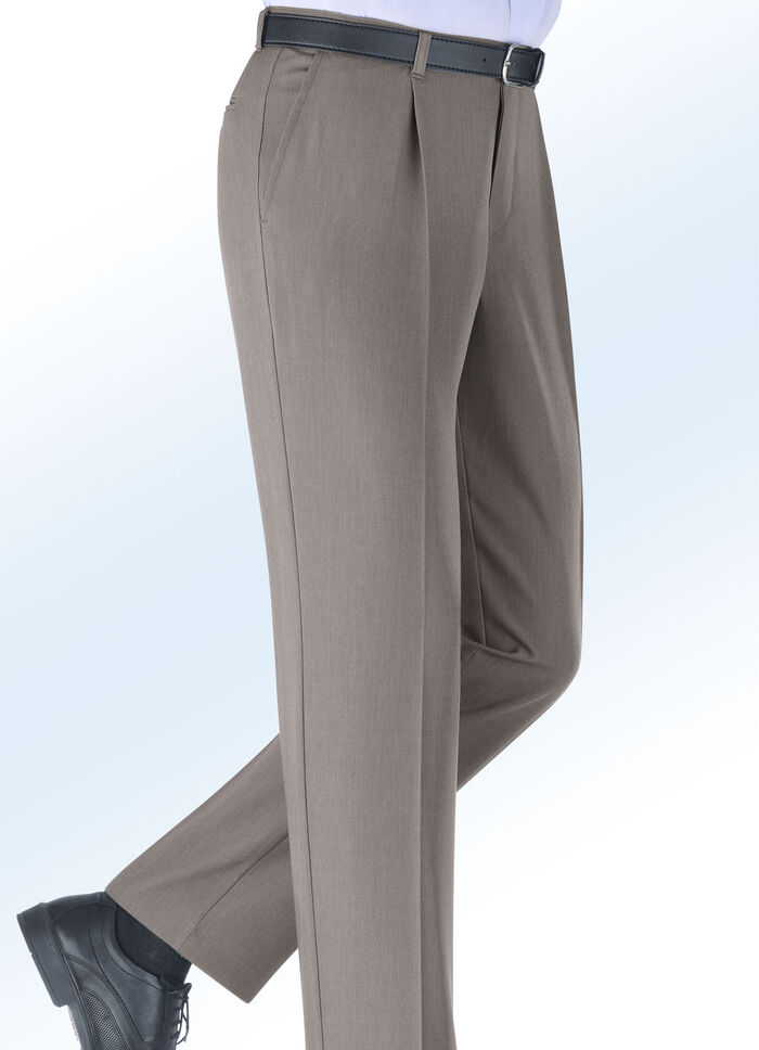 Gemêleerde broek met elastische tailleband TAUPE