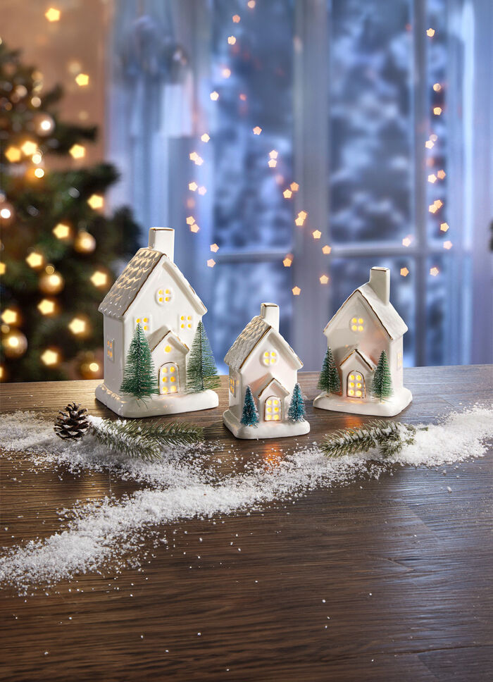 Verlicht porseleinen huis 