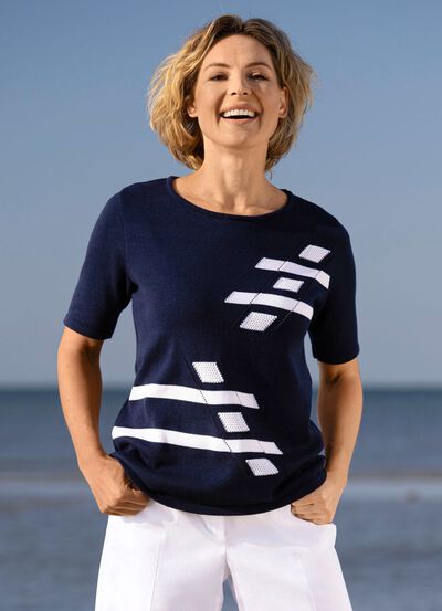 Trui met intarsia voorkant 