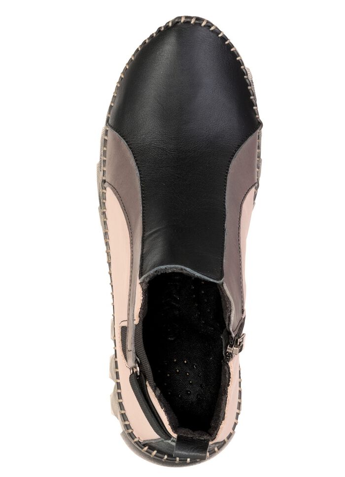 Gemini, trendy dameslaarzen, breedte G, met uitneembaar voetbed ZWART-KIEZEL-GRIJS