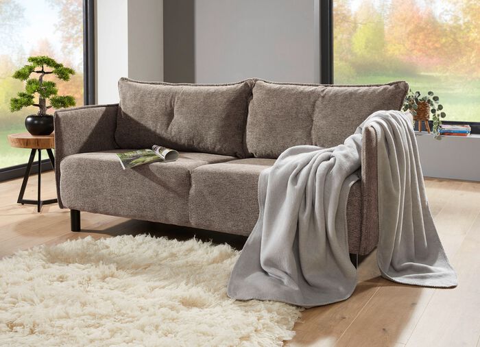 Gestoffeerd meubilair met decoratieve velours bekleding GRIJSBRUIN