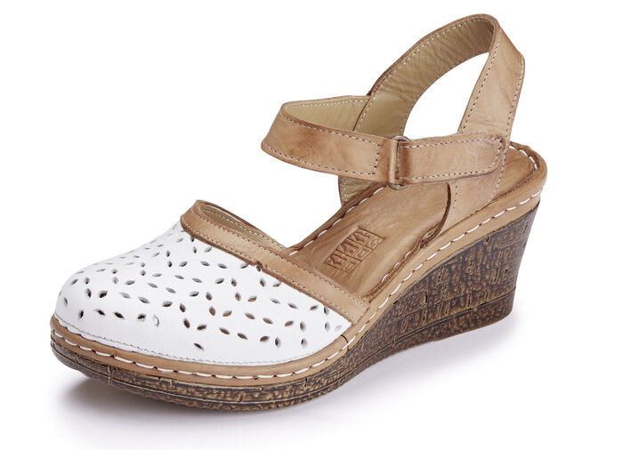 Gemini sandaal van geperforeerd rundnappaleer WIT