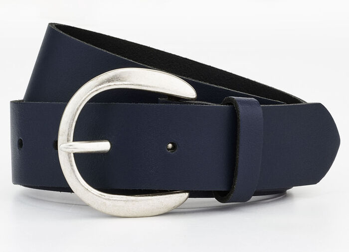 Modieuze leren damesriem, 3,5 cm breed MARINE