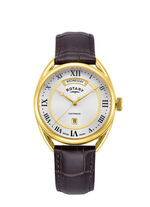 Rotary quartz herenhorloge met leren band 