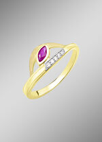 Aantrekkelijke damesring met robijn en zirkonia 