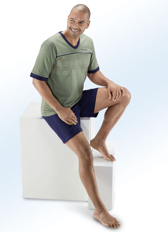 Set van twee shortys met V-hals en geplaatste print 