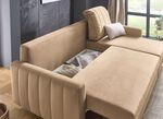 Gestoffeerde hoek met bedfunctie en bedkast BEIGE