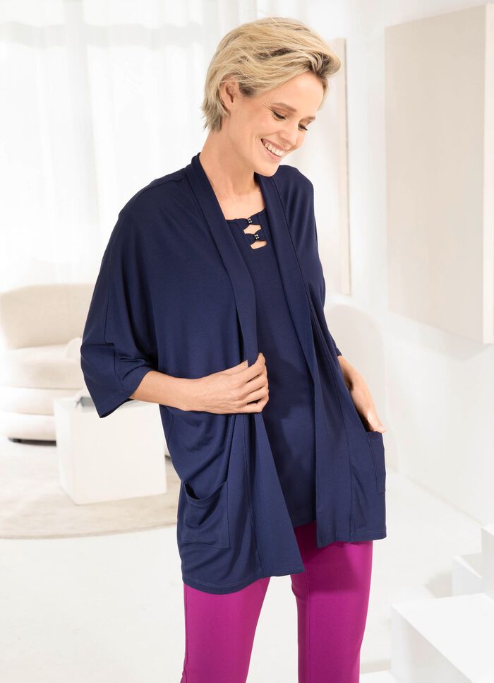 Overhemdjas met opgestikte zakken in 2 kleuren 