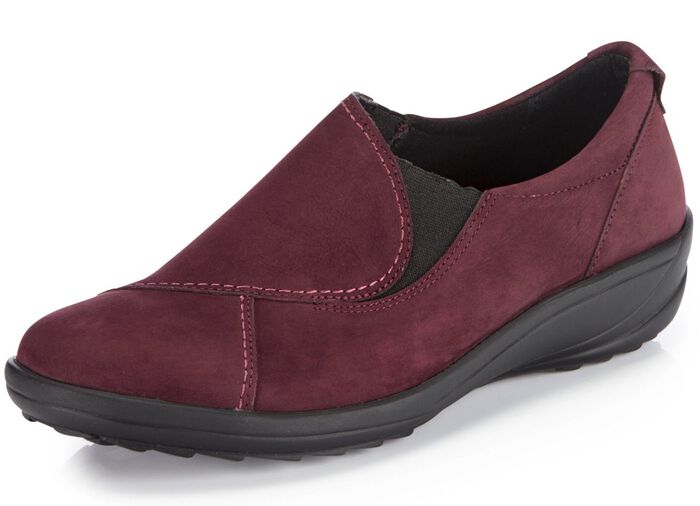 ELENA EDEN nubuck leren pantoffels BORDEAUXROOD