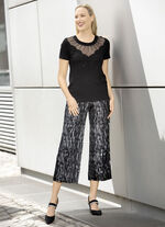 Culottes met elegante glanzende print ZWART-ZILVER