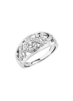 Opengewerkte damesring met briljanten en diamanten 