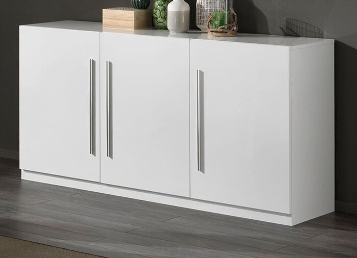 Dressoir, 3 deuren met hoogglans oppervlakken WIT