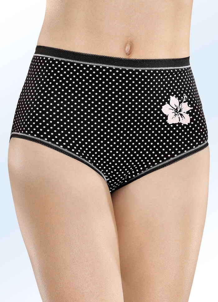 Set van vier slips met punkpatroon en bloemmotief 