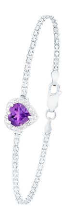 Charmante armband met echte amethist en echte witte topazen 