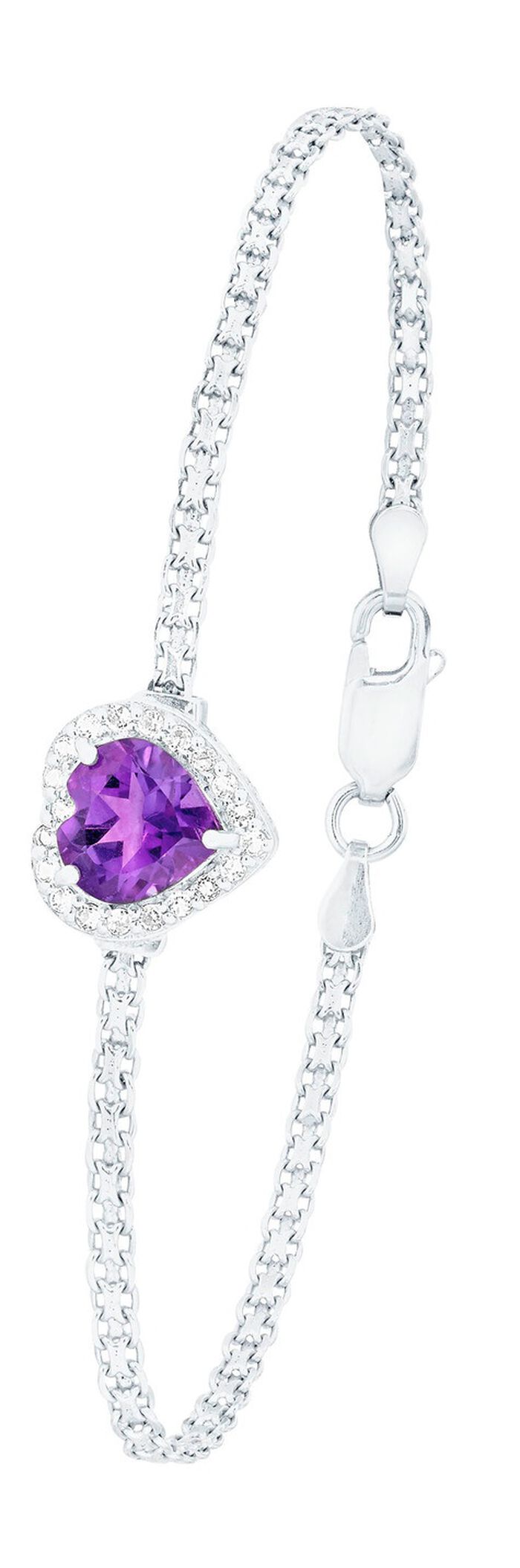 Charmante armband met echte amethist en echte witte topazen 