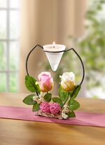 Theelichthouder met rozenblaadjes 