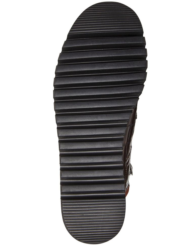 Waldl&auml;ufer enkellaarzen van nappaleer met krokodillenreli&euml;f BRUIN