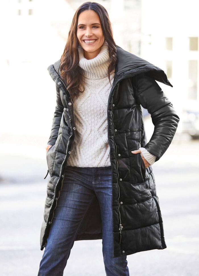 Leren gewatteerde jas 2-in-1 van &ldquo;Jilani&rdquo; 