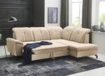 Moderne gestoffeerde hoek met bedfunctie en bedkast BEIGE