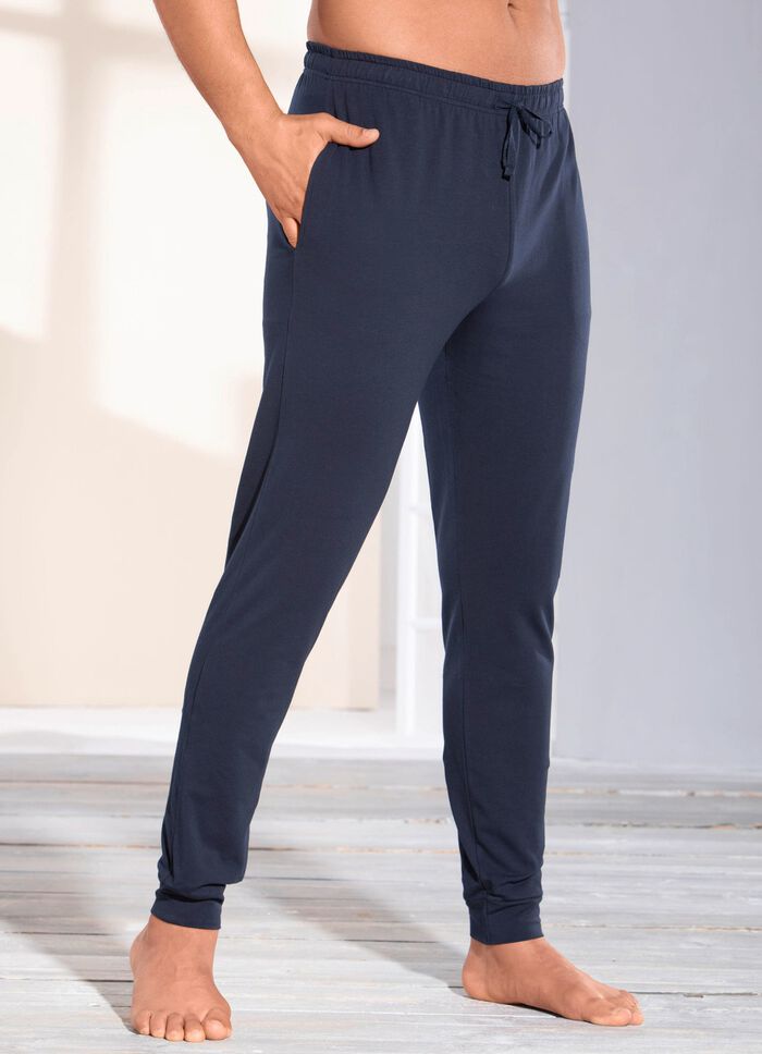 Slaap- en vrijetijdsbroek van biologisch katoen, manchetten en trekkoord 
