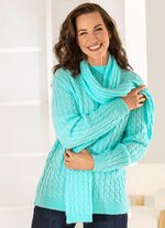 Trui met sjaal in zachte kwaliteit IJSBLAUW