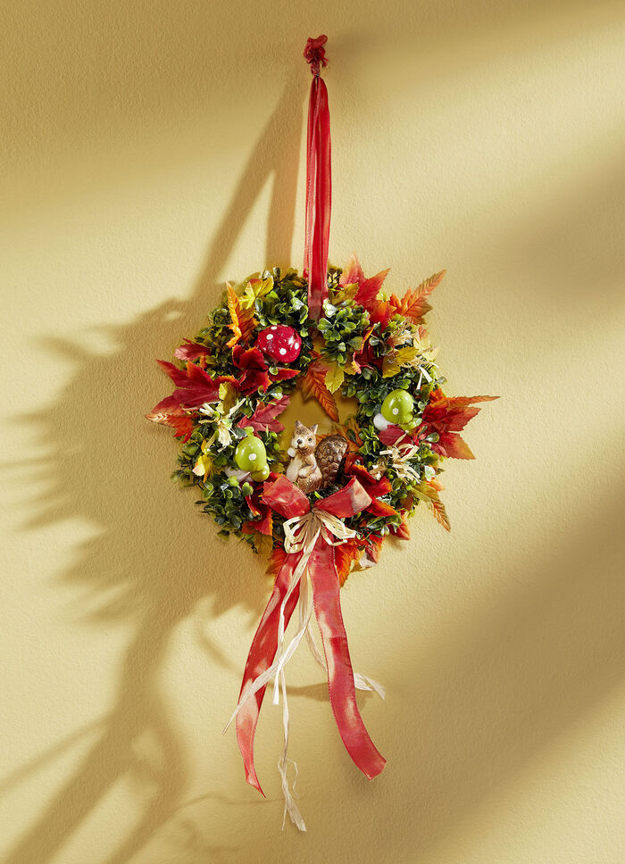 Keramieken wandkrans met eekhoorns en paddenstoelen 