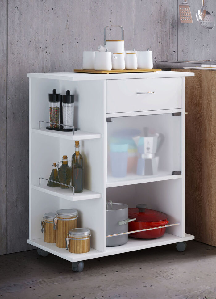 Ruime keukentrolley WIT