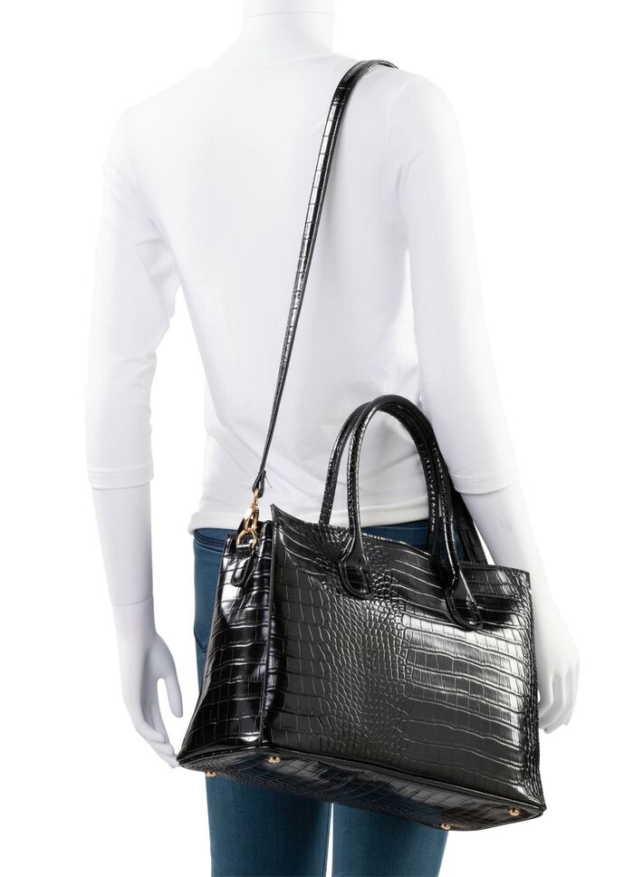 Tas van synthetisch materiaal met krokodillenopdruk 