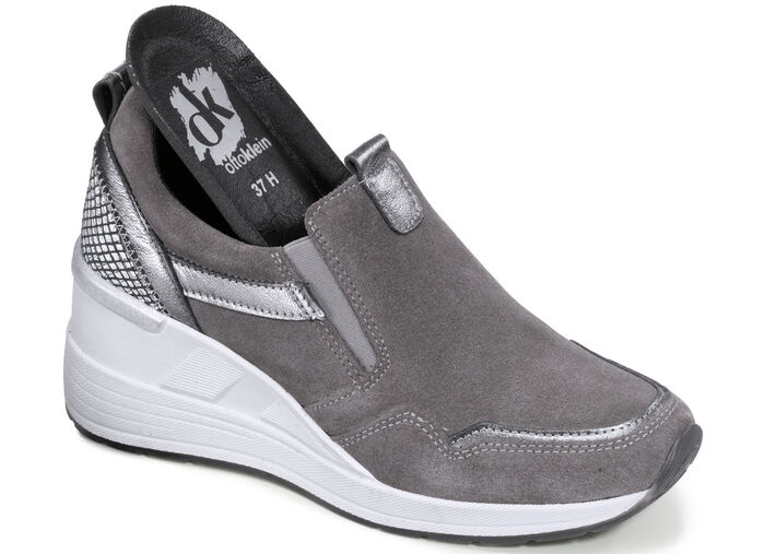 Slippers gemaakt van rundsuède GRIJS